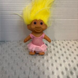 Adorable Pink Dress Troll Doll with Bright Yellow Hair